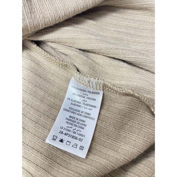 New Women's Cropped Front Tie Low V-Neck Cut Long Sleeve Shirt Top, Size Large - Picture 5 of 6